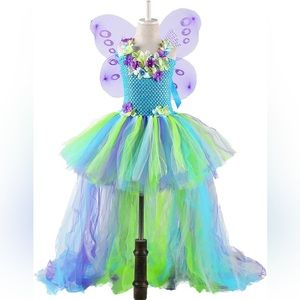 NWT Tutu Dreams Long Train Fairy Princess Dress for Girls Size Large- 6
